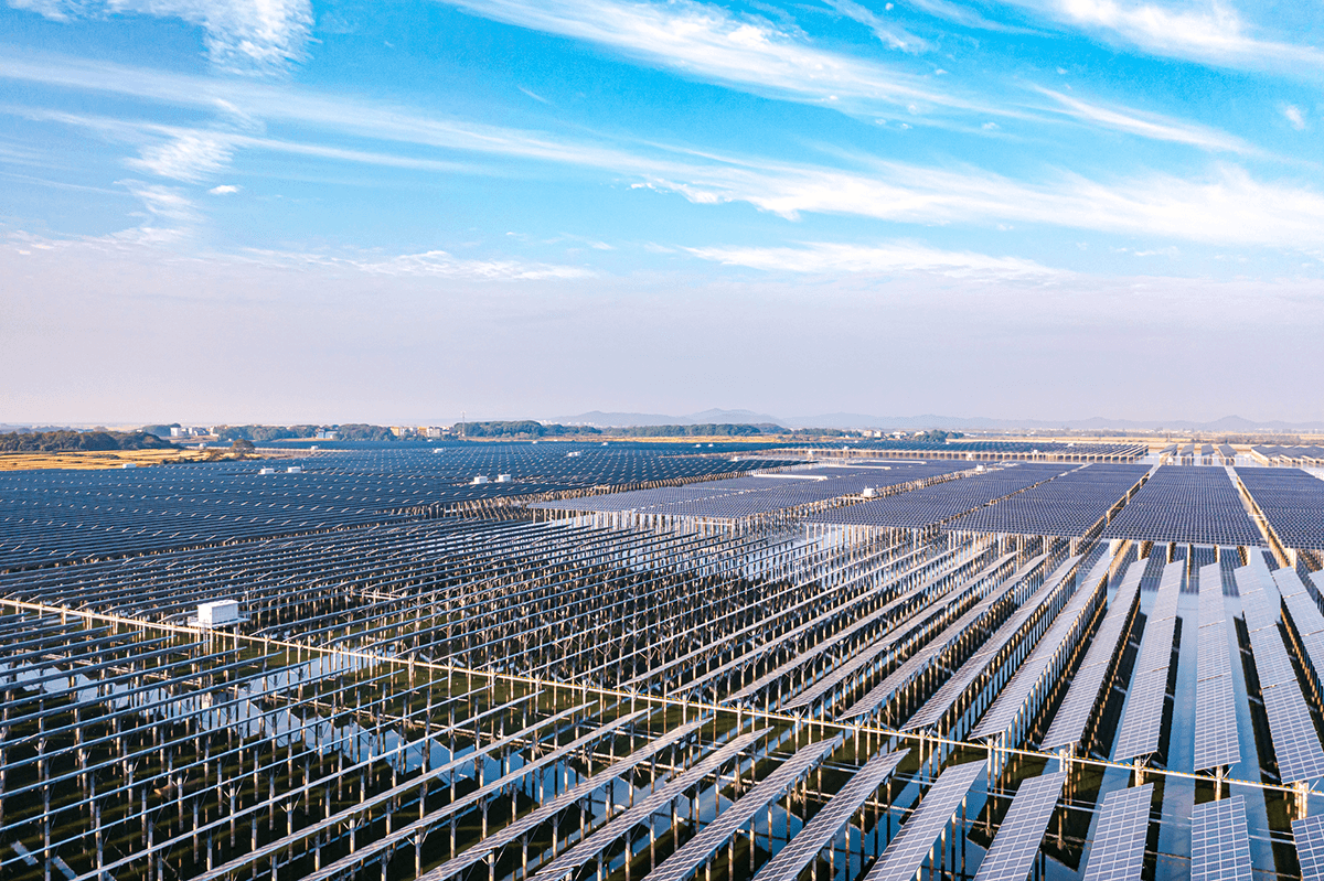 Aerial Photo of a Photovoltaic Solar Power Generation Energy Grid