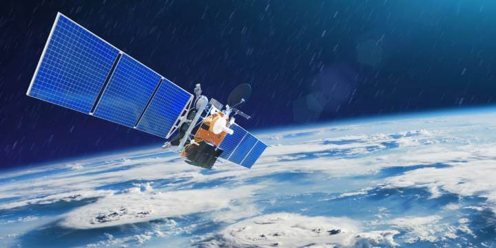 A weather satellite designed to monitor intense thunderstorms and tornadoes from its orbit around the Earth.