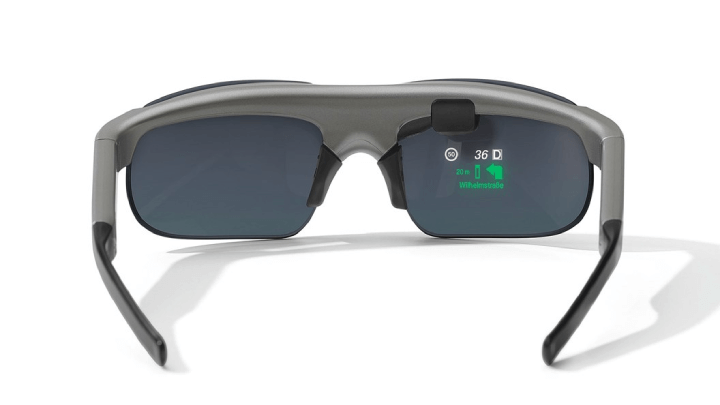BMW ConnectedRide smartglasses featuring a head-up display