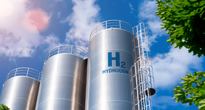 Renewable hydrogen energy generation - producing clean hydrogen gas through solar and wind turbine installations.